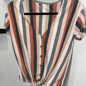American Eagle Striped Cropped T-Shirt